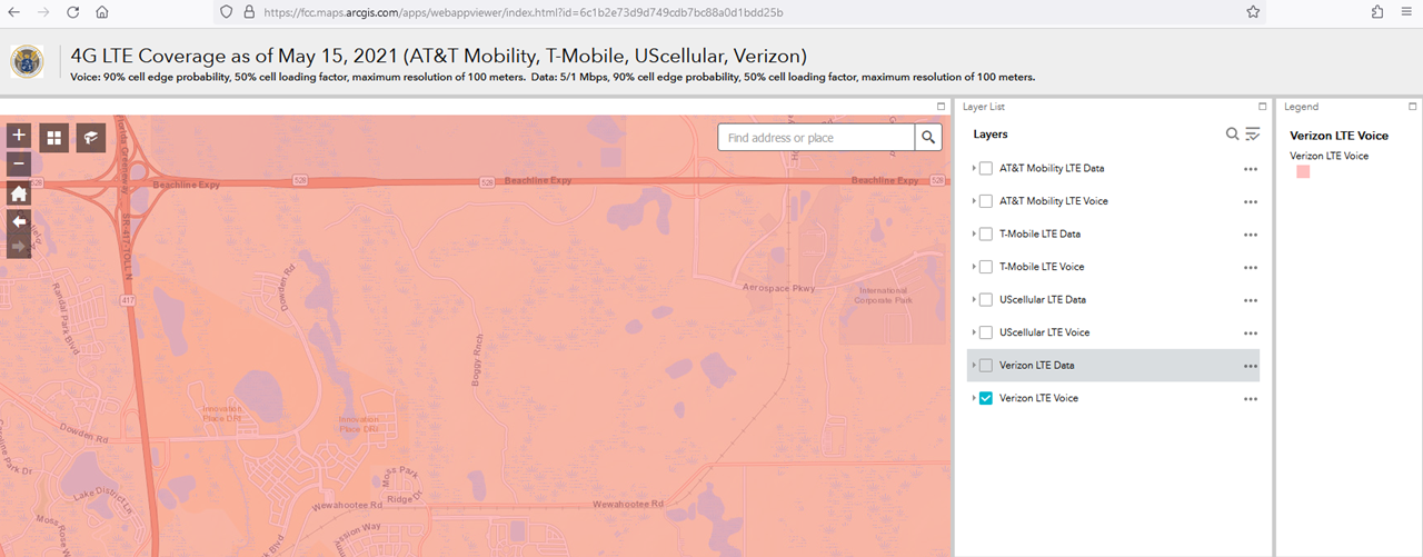 FCC Voice Coverage in the Starwood PD